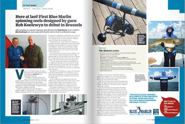 In June issue of Angling International published editorial about our new reel and flotation suit on page 92-93