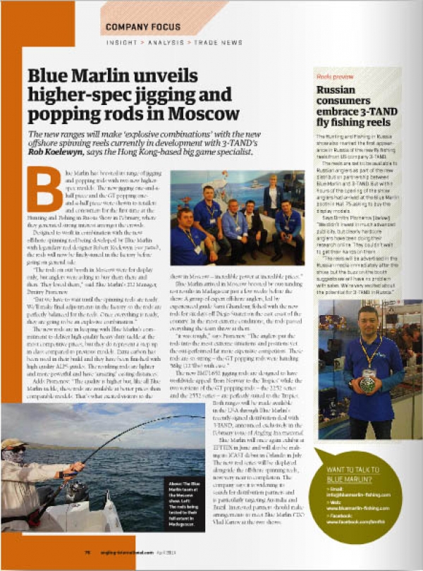 In April issue of Angling International published editorial