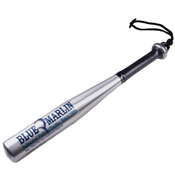 Blue Marlin baseball bat with built-in 500ml Fish Killer flask. Food grade aluminum. Color silver