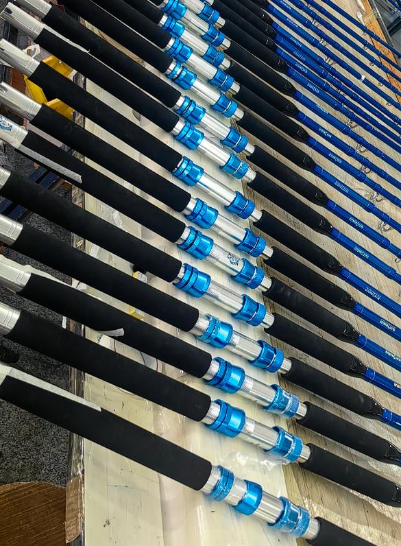 Our main rod models 1804 and 2105 30-50LB are ready for shipment in new semi-hard cases. Testing of new products has been completed, production of 50-80LB begins.